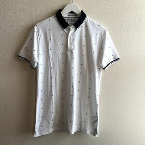 Denim & Flower White Anchor Pattern Polo Small